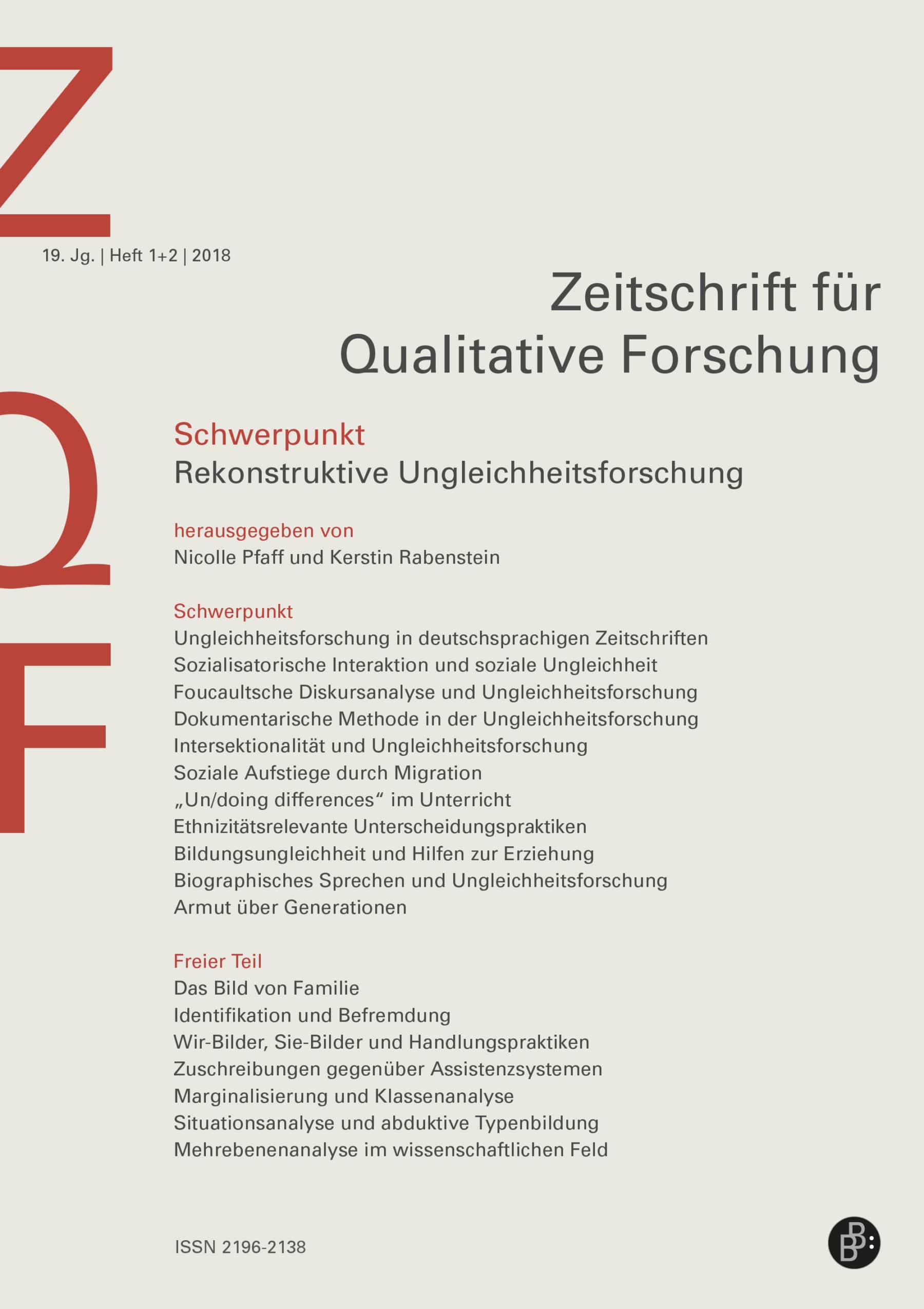 ZQF 1+2-2018 | Rekonstruktive Ungleichheitsforschung