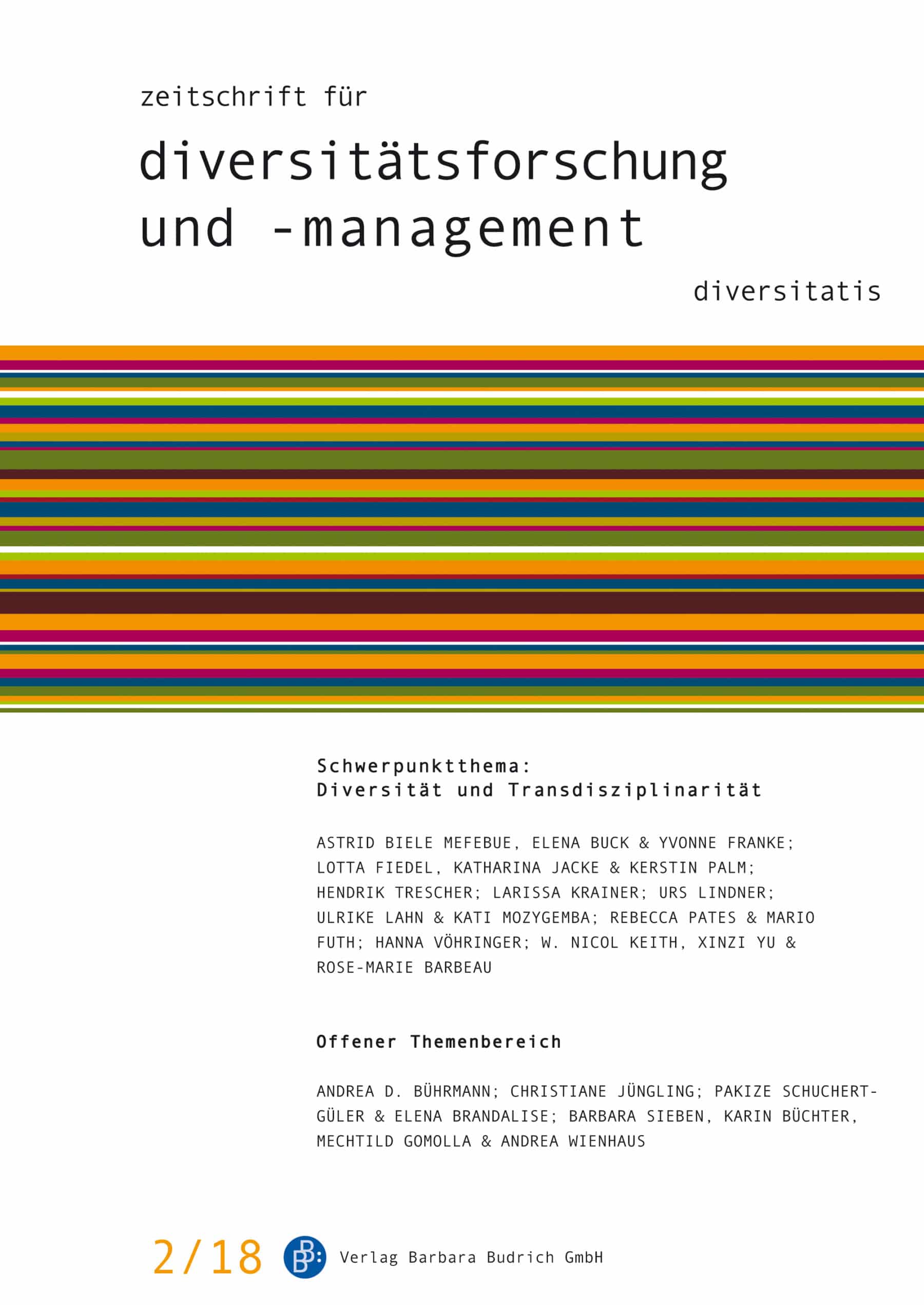 ZDfm 2-2018 | Diversität und Transdisziplinarität
